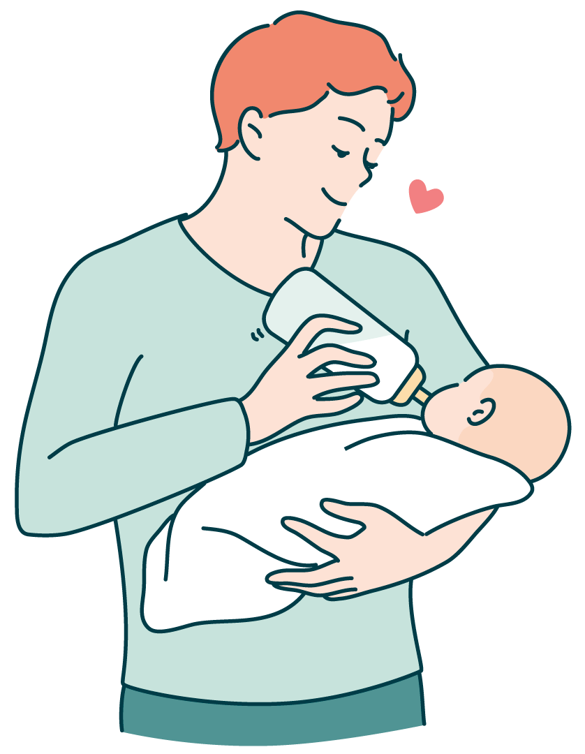 dessin pere biberon bebe