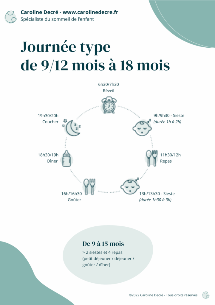 Journée type siestes 9 mois 12 mois 18 mois