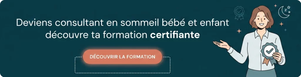 Bandeau formation consultant en sommeil bébé et enfant certifiante".